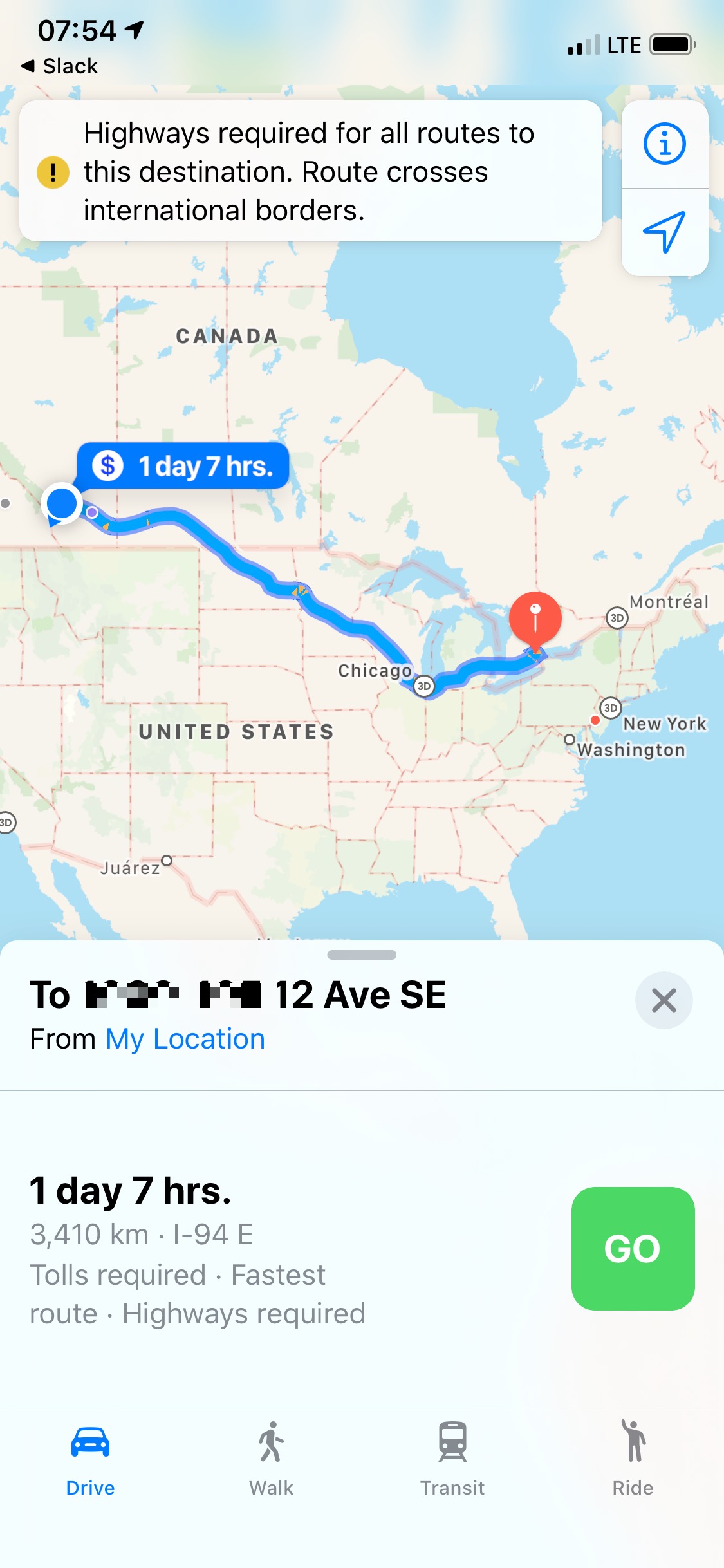 Apple Maps directions across the continent