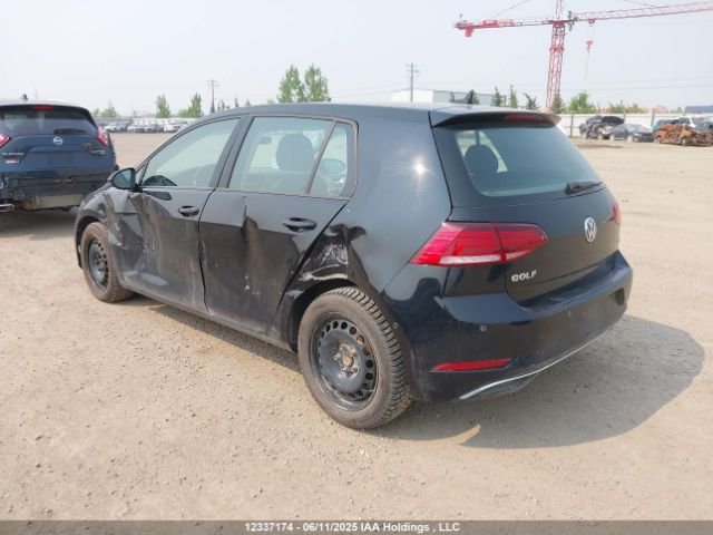 A Volkswagen Golf is pictured with crumpled drivers'-side bodywork.